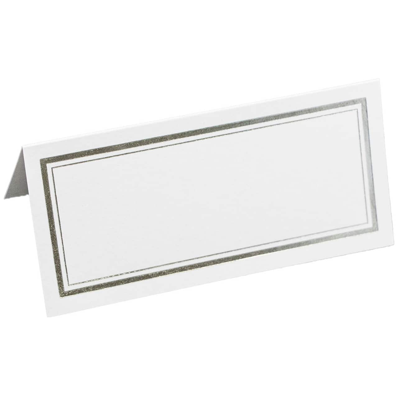 JAM Paper Double Metallic Border Fold-Over Wedding Table Place Cards, 100ct.